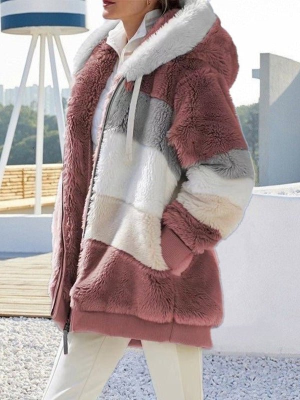 Stilla | Kvinders Frakker Varme Fleece Patchwork Løs Frakke