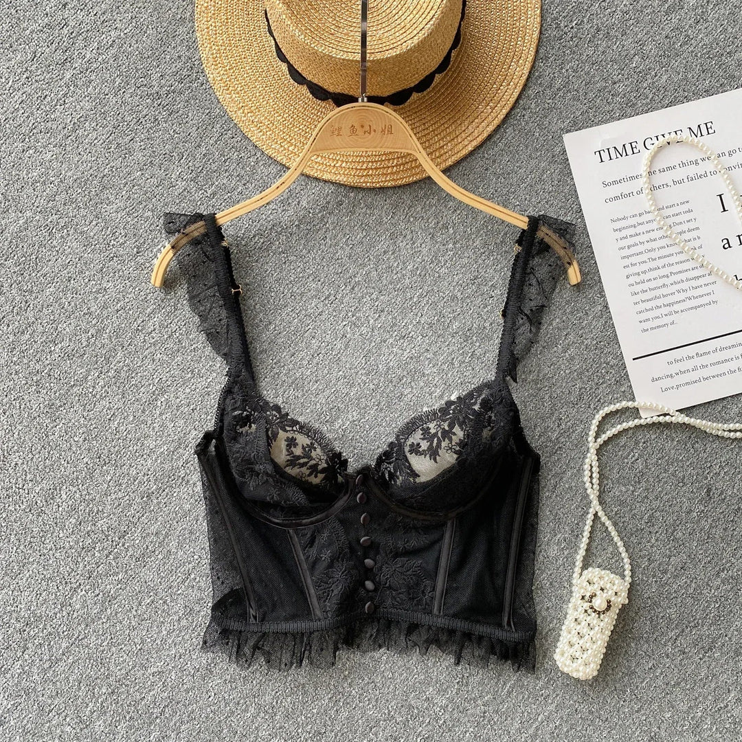 Stilla | Kvinders Korsæt Crop Top Mode Blonde Spaghetti Stropper Designer Singletter
