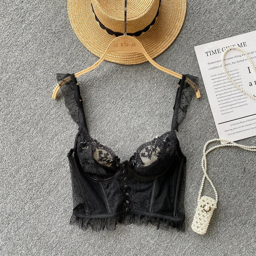 Stilla | Kvinders Korsæt Crop Top Mode Blonde Spaghetti Stropper Designer Singletter