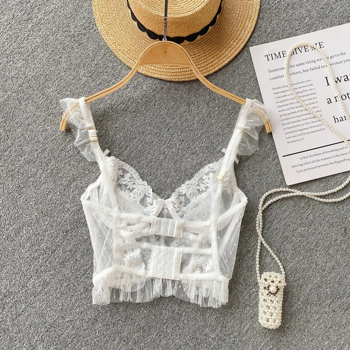 Stilla | Kvinders Korsæt Crop Top Mode Blonde Spaghetti Stropper Designer Singletter