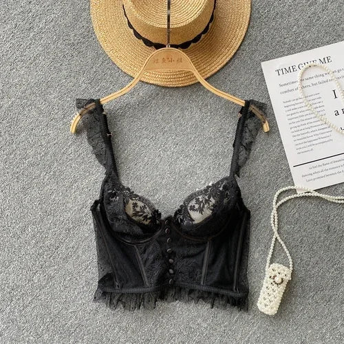 Stilla | Kvinders Korsæt Crop Top Mode Blonde Spaghetti Stropper Designer Singletter