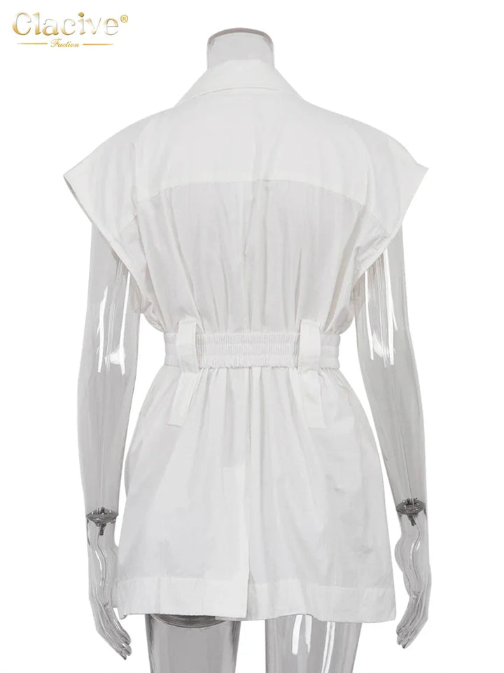 Stilla | Kvinders Bomulds Elegante Revers Skjorte Toppe Mode Designer T-Shirts