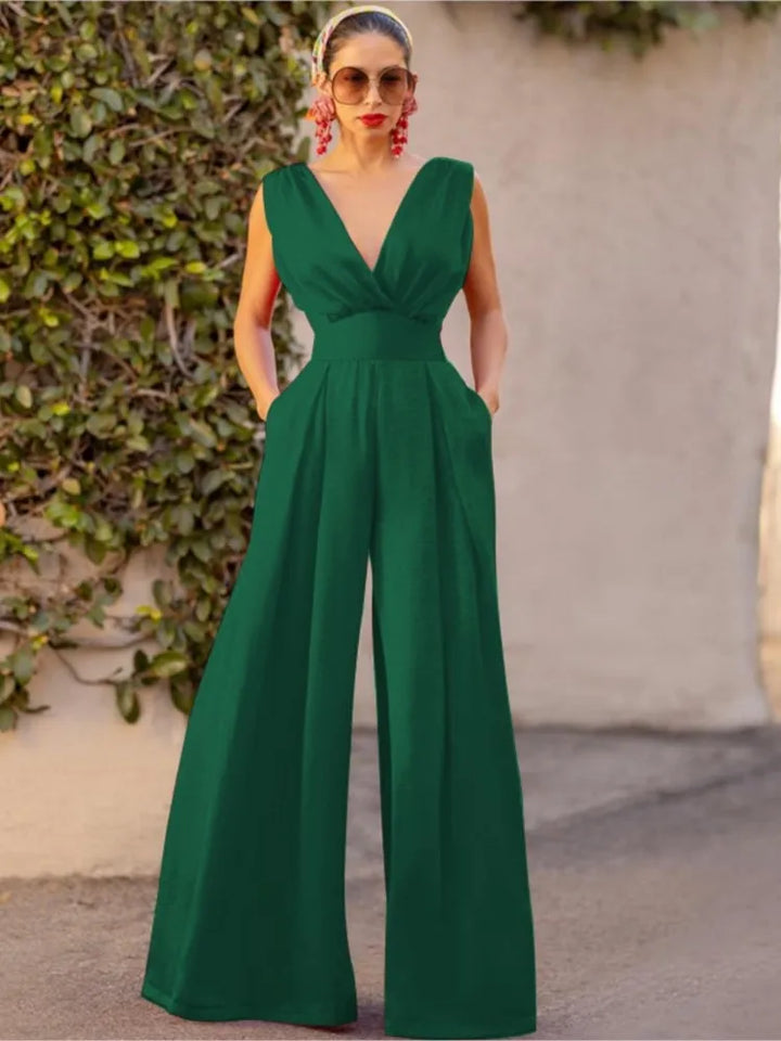 Stilla | Kvinders Dyb V-Uden Ærmer Rompere Mode Designer Playsuits Jumpsuits
