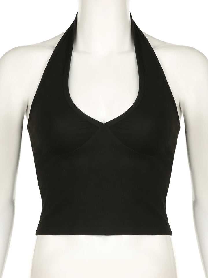 Stilla | Kvinders Deep V-Toppe Halter Fashion Designer Singlets