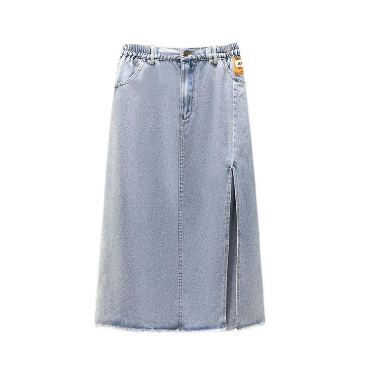 Stilla | Kvinder's Denim Ødelagt 5 9xl Mode Designer Midi Nederdele (plus Størrelse)