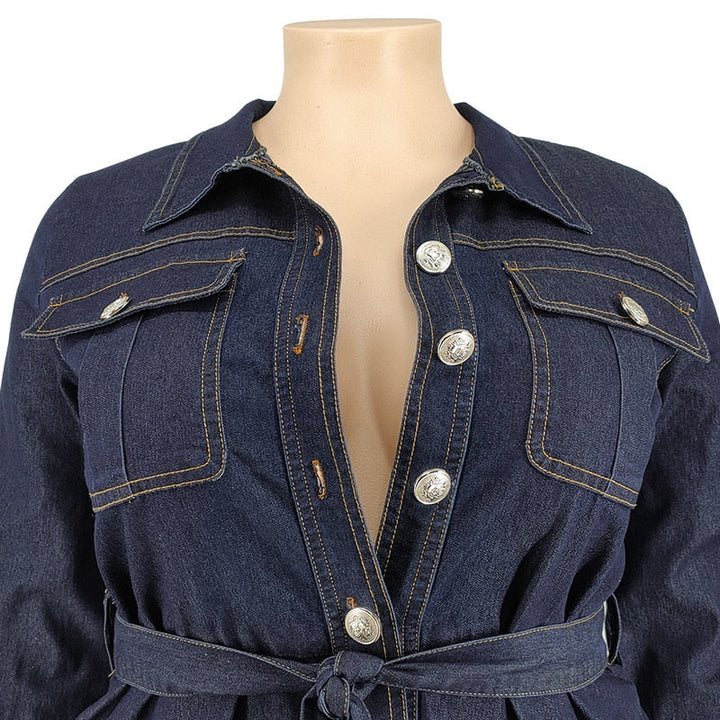 Stilla | Kvinders Denim Jumpsuit 2 5xl Mode Designer Overall Rompers (plus Størrelse)
