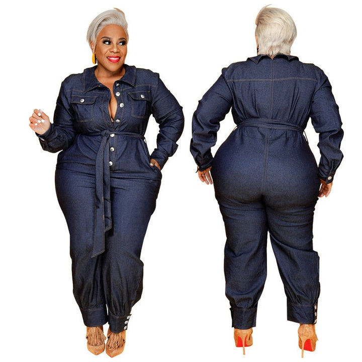 Stilla | Kvinders Denim Jumpsuit 2 5xl Mode Designer Overall Rompers (plus Størrelse)