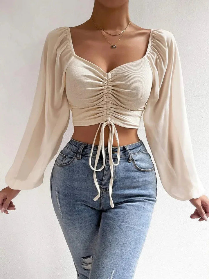 Stilla | Kvinders Draw String Fashion Designer Corsæt Langærmet Toppe