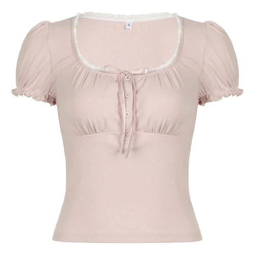 Stilla | Kvinders Snøre Rynket Kant Bluse Toppe Mode Designer T-Shirts