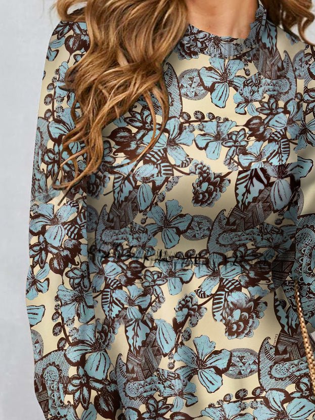 Stilla | Kvindernes Kjoler Blomstret Print Langærmet Mini Kjole