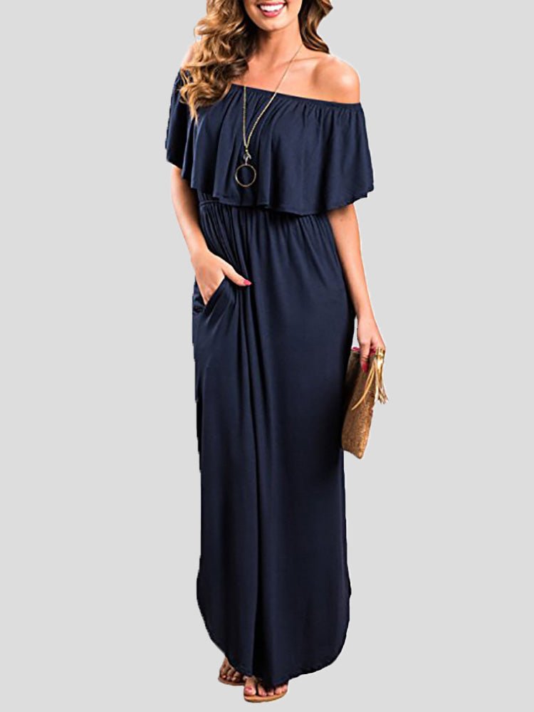 Stilla | Kvinders Kjoler One Shoulder Ruffled Lomme Slids Kjole