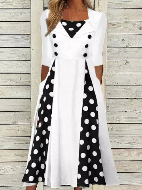 Stilla | Kvinders Kjoler Polka Dot Lomme Kortærmet Kjole