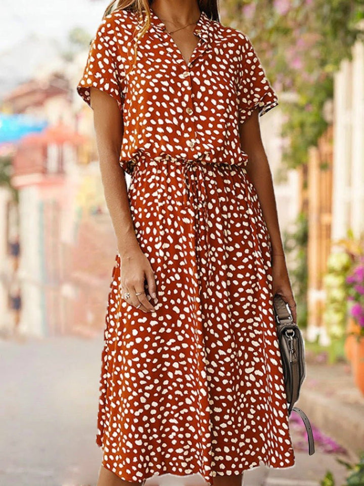Stilla | Kvinders Kjoler Polka Dot Print Bælte Kort Ærme Kjole
