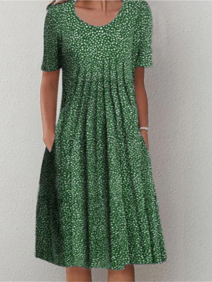 Stilla | Kvinders Kjoler Prikket Print Crew Neck Lomme Midi Kjole
