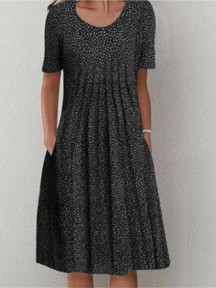 Stilla | Kvinders Kjoler Prikket Print Crew Neck Lomme Midi Kjole