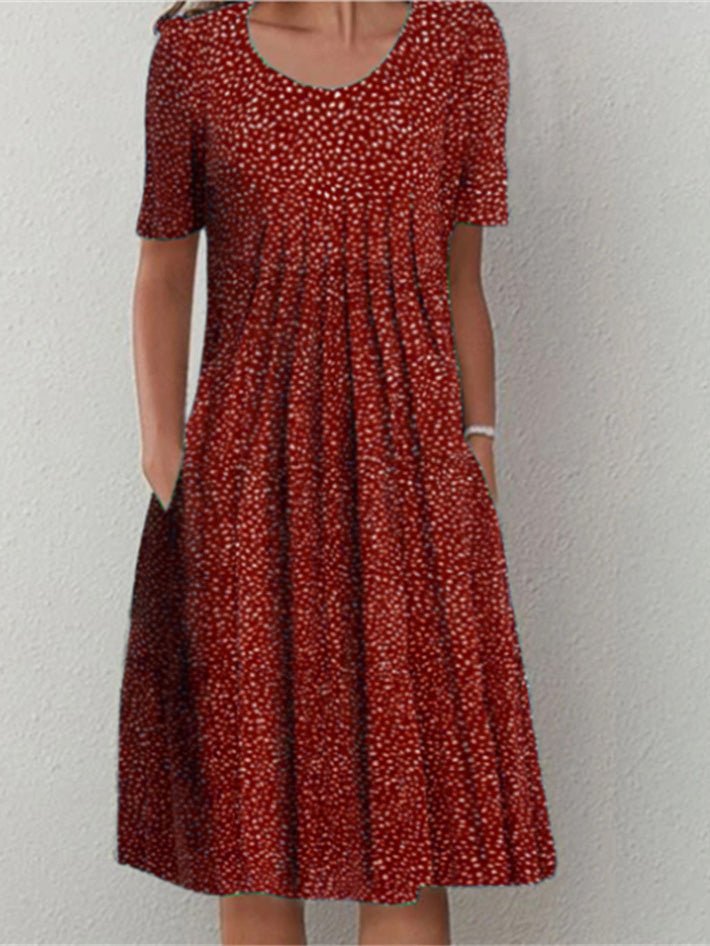 Stilla | Kvinders Kjoler Prikket Print Crew Neck Lomme Midi Kjole