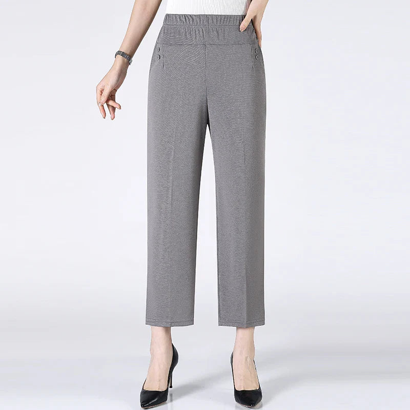 Stilla | Kvinders Elastiske Lige Ben Fashion Xl 8xl Designer Kontor Bukser (plus Størrelse)