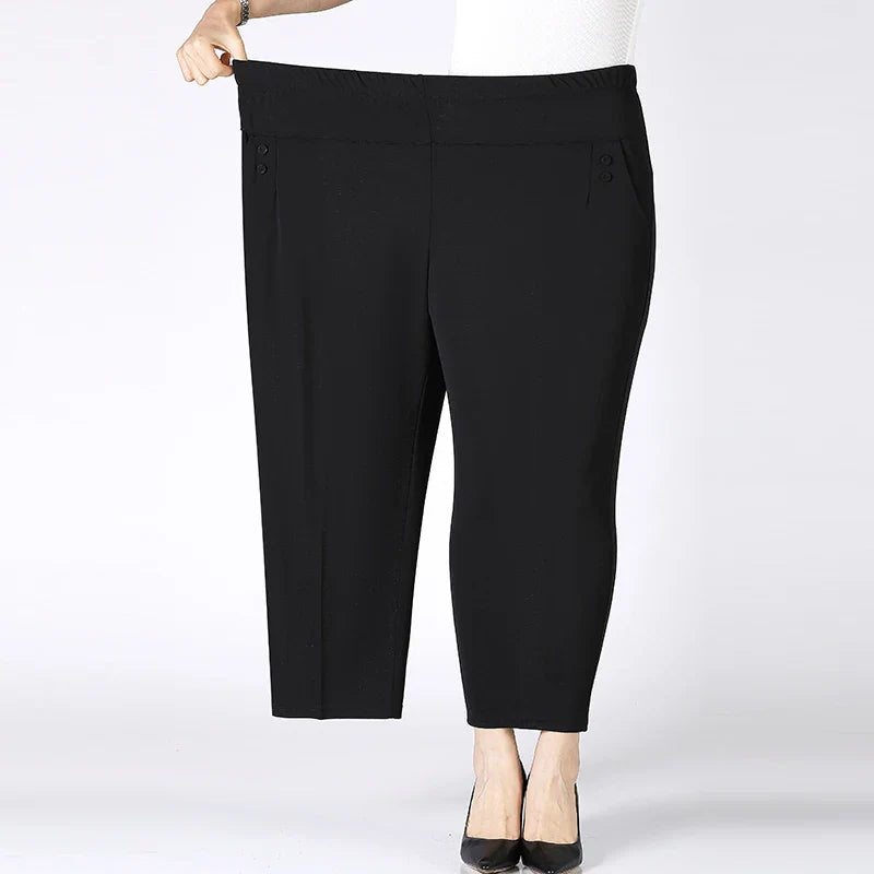 Stilla | Kvinders Elastiske Lige Ben Fashion Xl 8xl Designer Kontor Bukser (plus Størrelse)