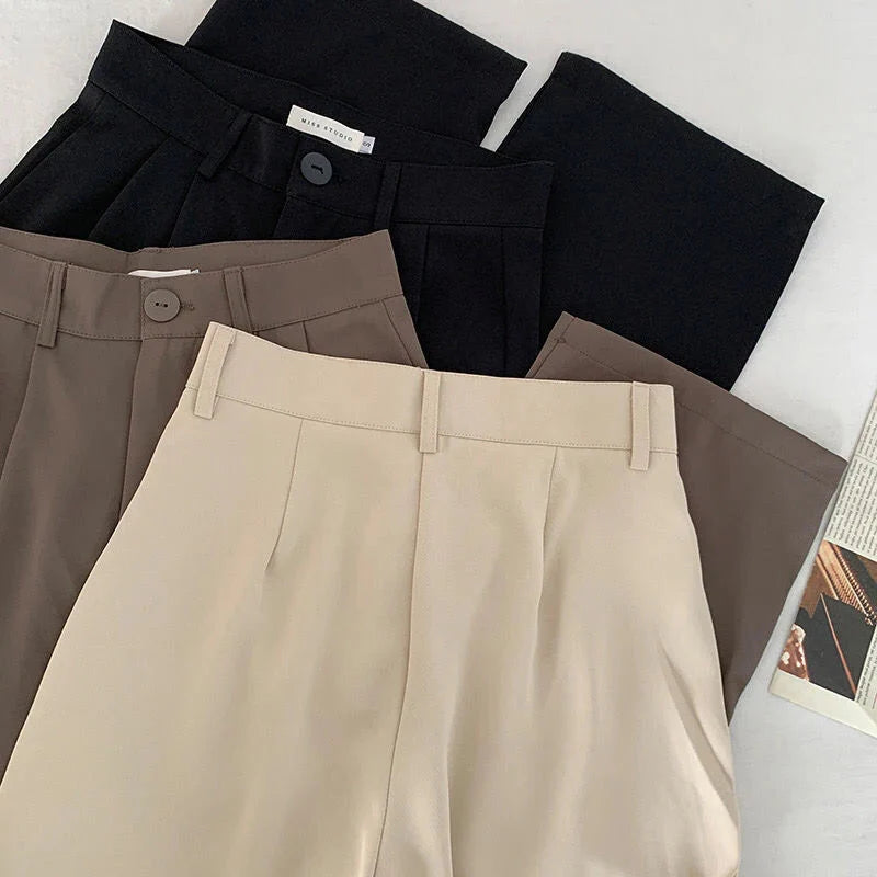 Stilla | Kvinders Elegante Høj Talje Koreanske Kontor Mode Designer Bukser