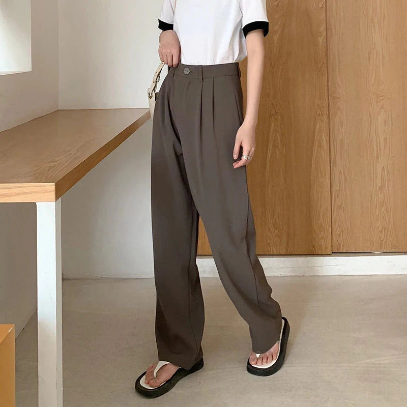 Stilla | Kvinders Elegante Høj Talje Koreanske Kontor Mode Designer Bukser