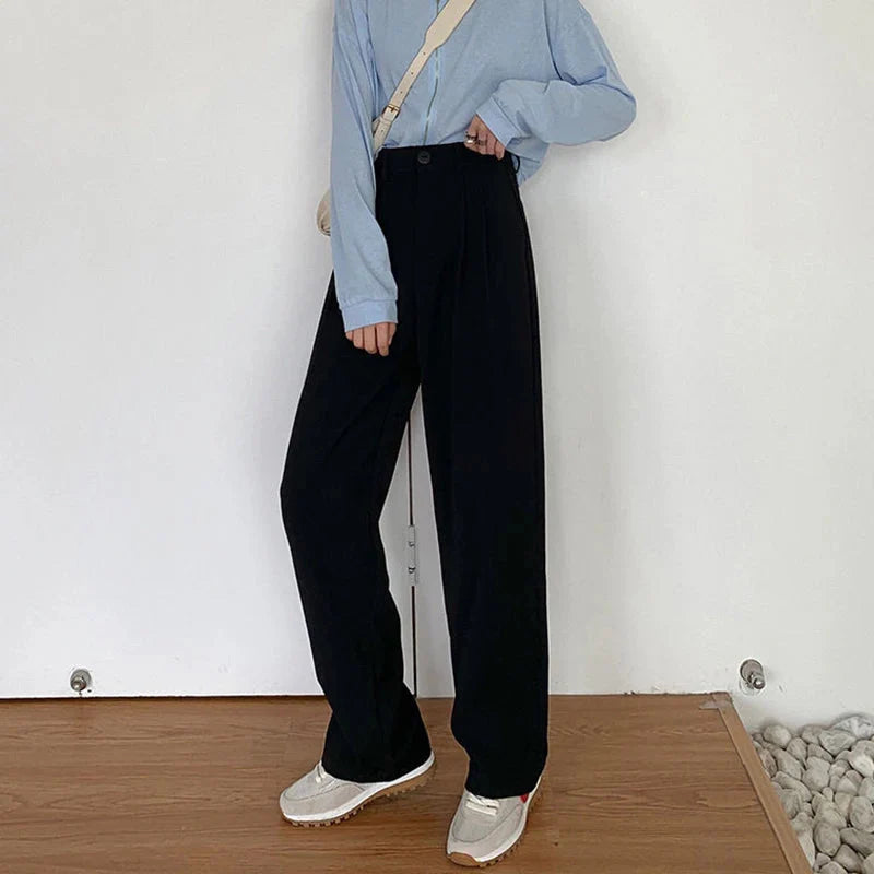 Stilla | Kvinders Elegante Høj Talje Koreanske Kontor Mode Designer Bukser