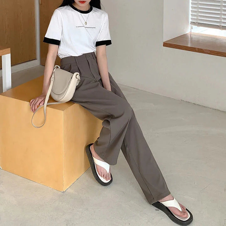 Stilla | Kvinders Elegante Høj Talje Koreanske Kontor Mode Designer Bukser