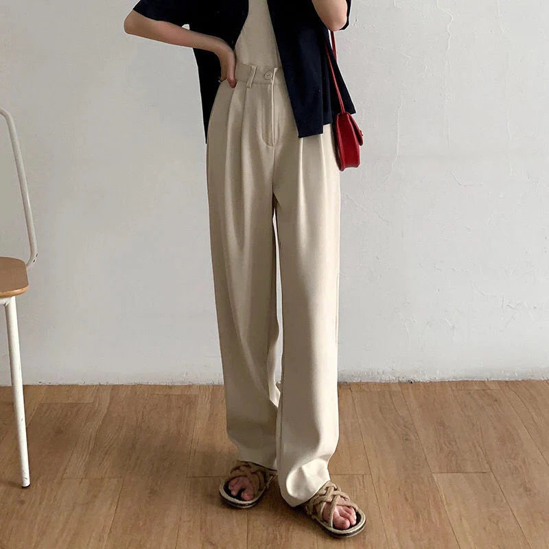 Stilla | Kvinders Elegante Høj Talje Koreanske Kontor Mode Designer Bukser