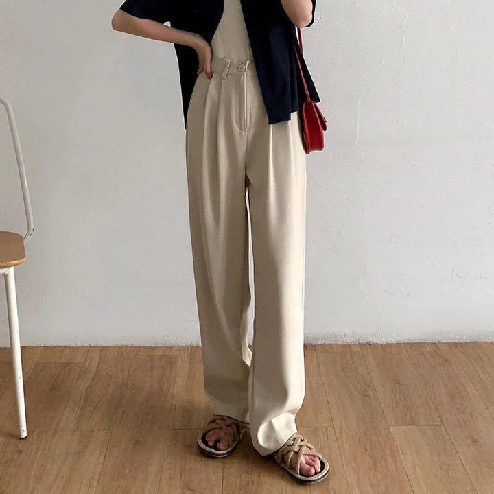 Stilla | Kvinders Elegante Høj Talje Koreanske Kontor Mode Designer Bukser