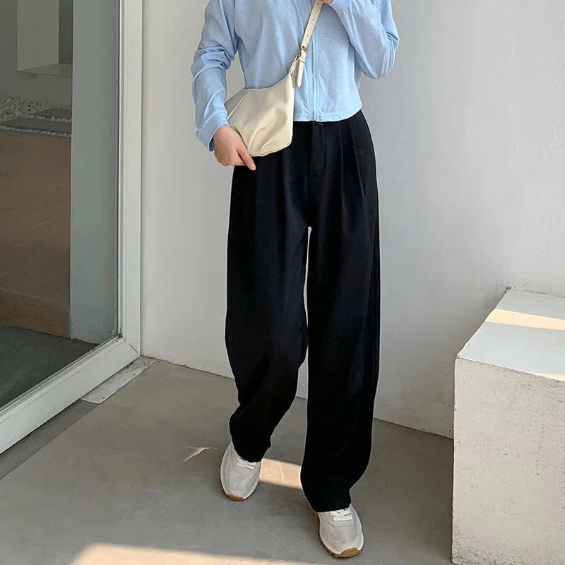 Stilla | Kvinders Elegante Høj Talje Koreanske Kontor Mode Designer Bukser