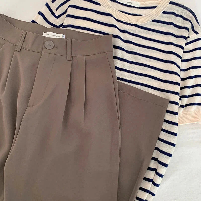 Stilla | Kvinders Elegante Høj Talje Koreanske Kontor Mode Designer Bukser