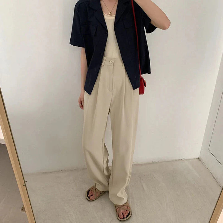 Stilla | Kvinders Elegante Høj Talje Koreanske Kontor Mode Designer Bukser