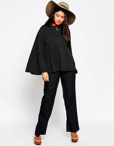 Stilla | Designer 2 8xl Bluse Flare Langærmet Toppe (plus Størrelse)