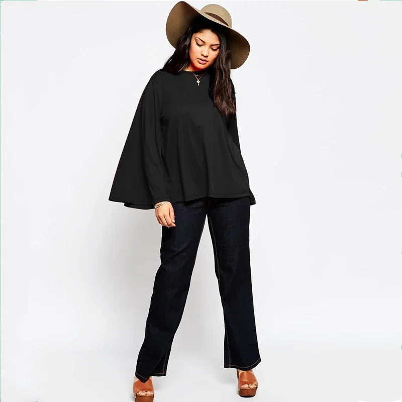 Stilla | Designer 2 8xl Bluse Flare Langærmet Toppe (plus Størrelse)