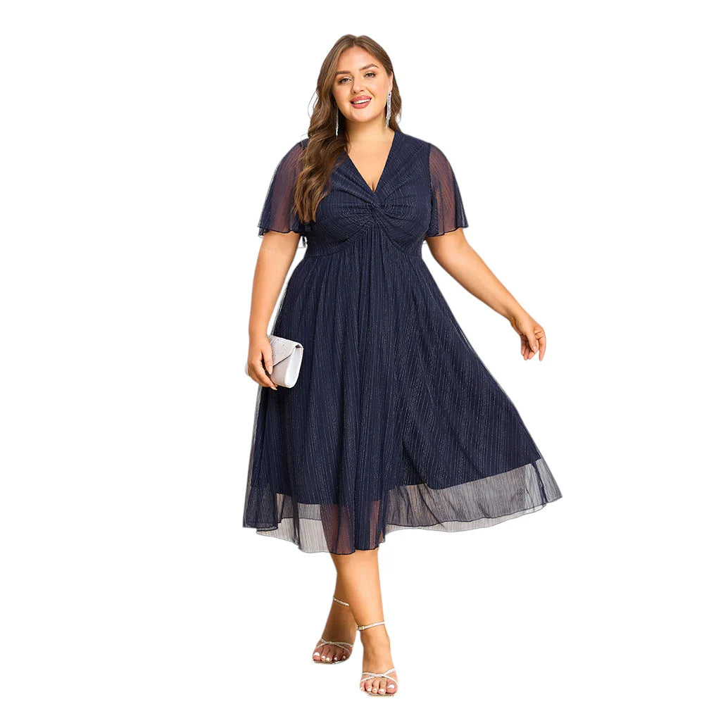Stilla | Designer 3 6xl Chiffon Blå Korte Kjoler (plus Størrelse)