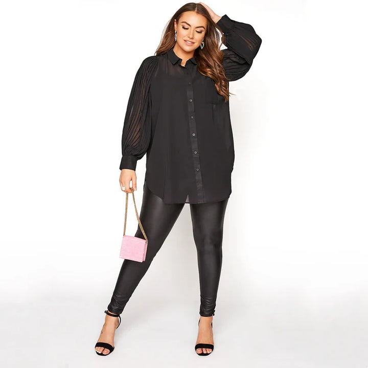 Stilla | Designer Chiffon L 8xl Lanterne Langærmet Toppe (plus Størrelse)