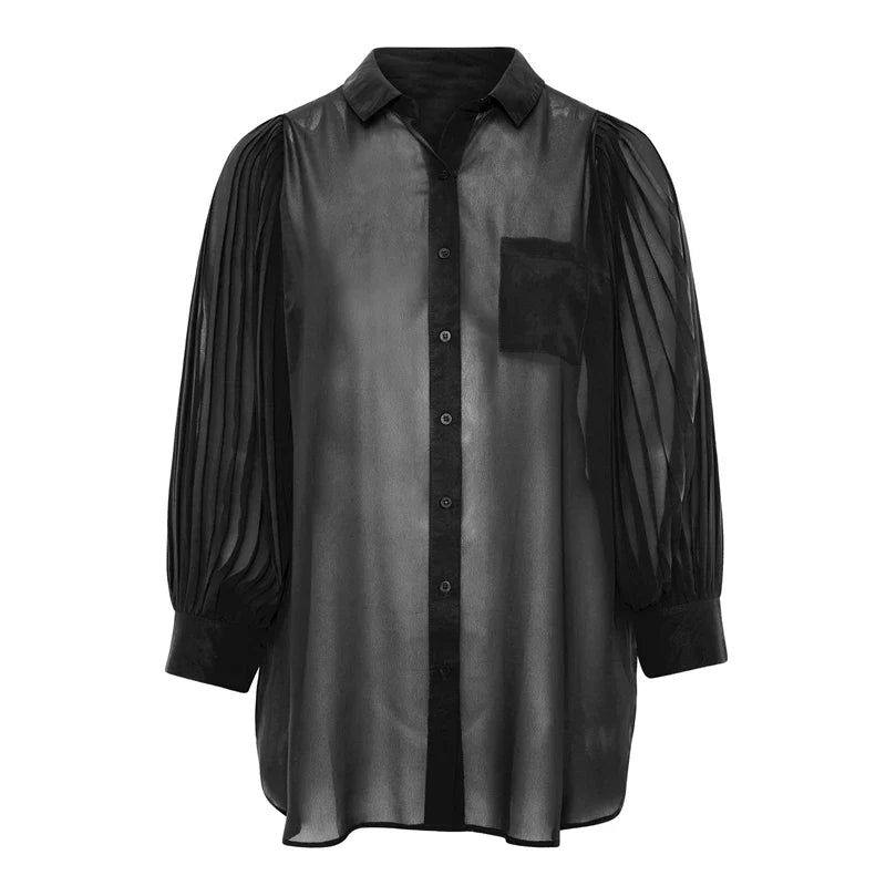 Stilla | Designer Chiffon L 8xl Lanterne Langærmet Toppe (plus Størrelse)
