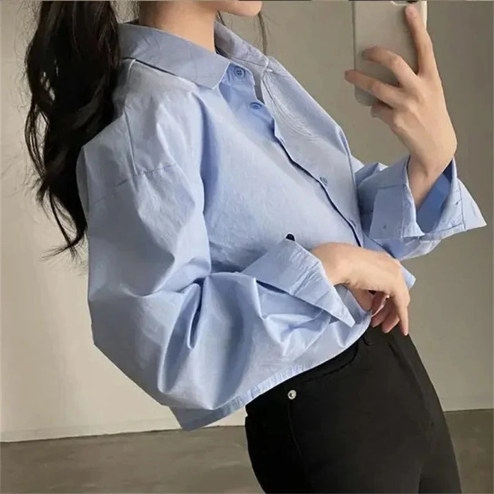 Stilla | Designer Crop Office Skjorte Split Bag Langærmede Toppe
