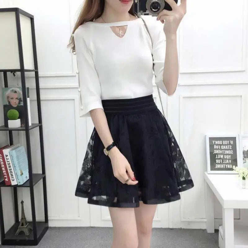 Stilla | Designer Mesh Overlay Mini Nederdele (kort)