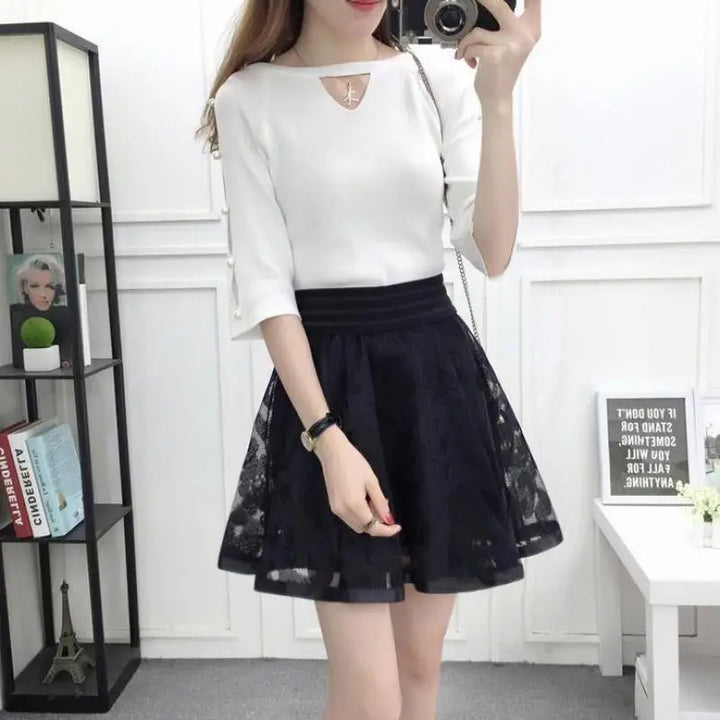 Stilla | Designer Mesh Overlay Mini Nederdele (kort)