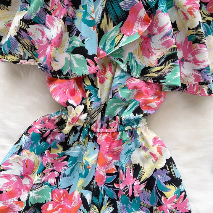 Stilla | Kvinders Blomster Off Shoulder Designer Mode Ruffled Rompers