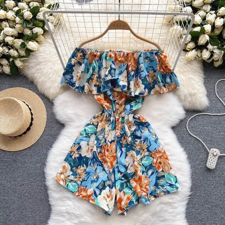 Stilla | Kvinders Blomster Off Shoulder Designer Mode Ruffled Rompers