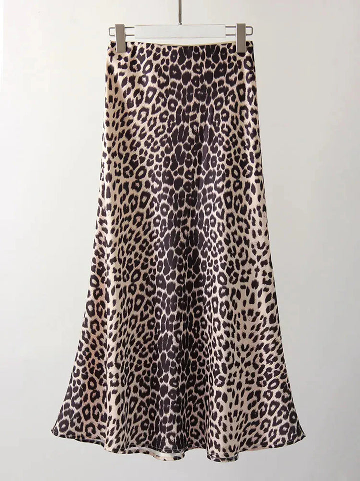 Stilla | Kvinders Højtaljet Mode Designer Leopardprint Nederdele (lange)