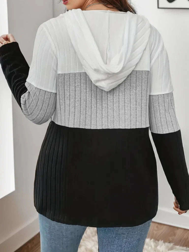Stilla | Kvinder's Hættetrøje 5xl Mode Designer Strikket Ribbet Strikketrøje (plus Størrelse)