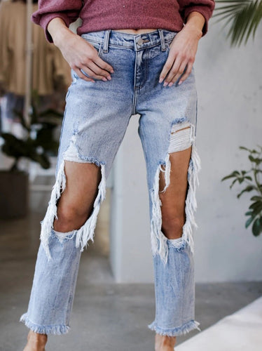 Stilla | Kvinders Jeans Vasket Revnet Lomme Jeans