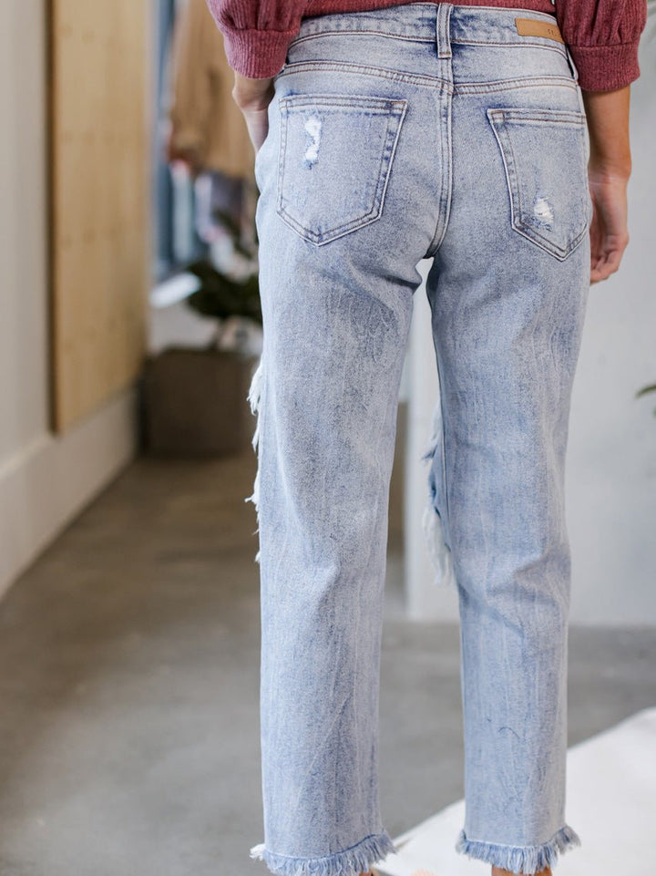 Stilla | Kvinders Jeans Vasket Revnet Lomme Jeans
