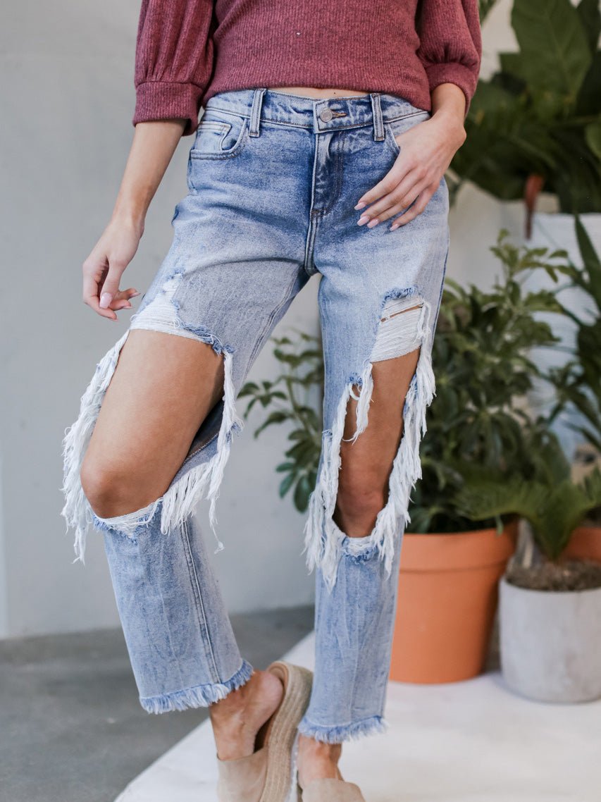 Stilla | Kvinders Jeans Vasket Revnet Lomme Jeans