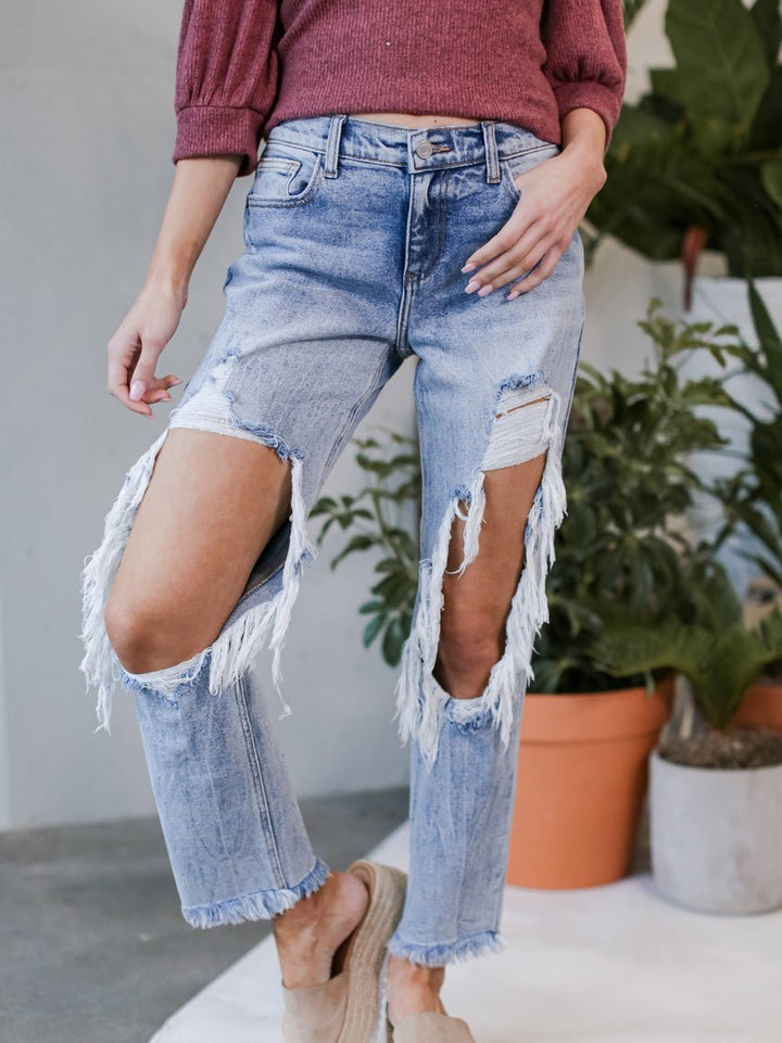 Stilla | Kvinders Jeans Vasket Revnet Lomme Jeans