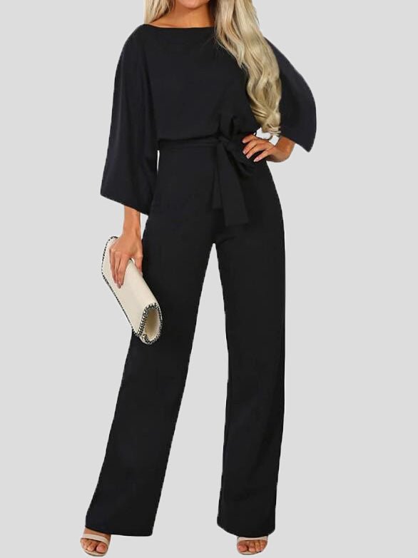 Stilla | Dame Jumpsuits Afslappet Solid Bælte Lange Ærmer Jumpsuit