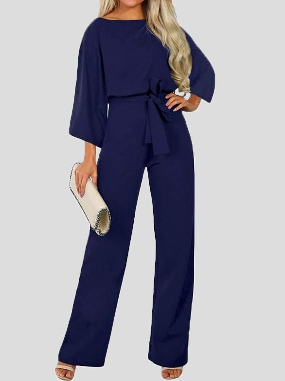 Stilla | Dame Jumpsuits Afslappet Solid Bælte Lange Ærmer Jumpsuit