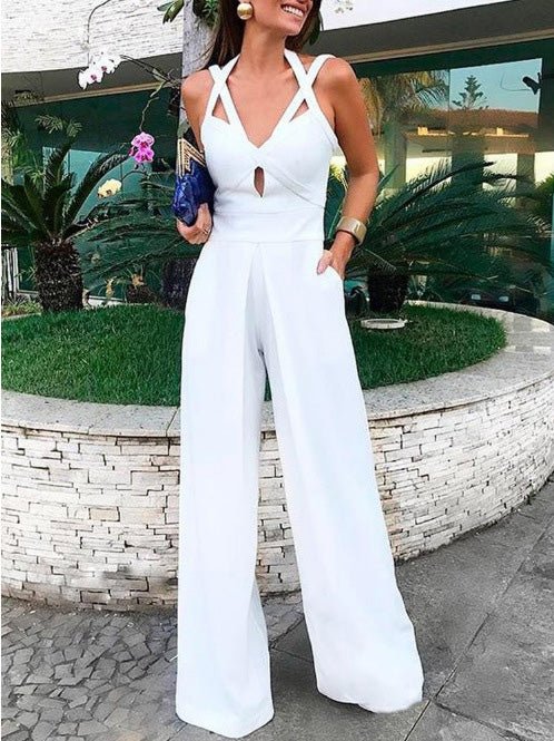 Stilla | Kvinders Jumpsuits Dyb V-sling Tilbagefri Jumpsuit